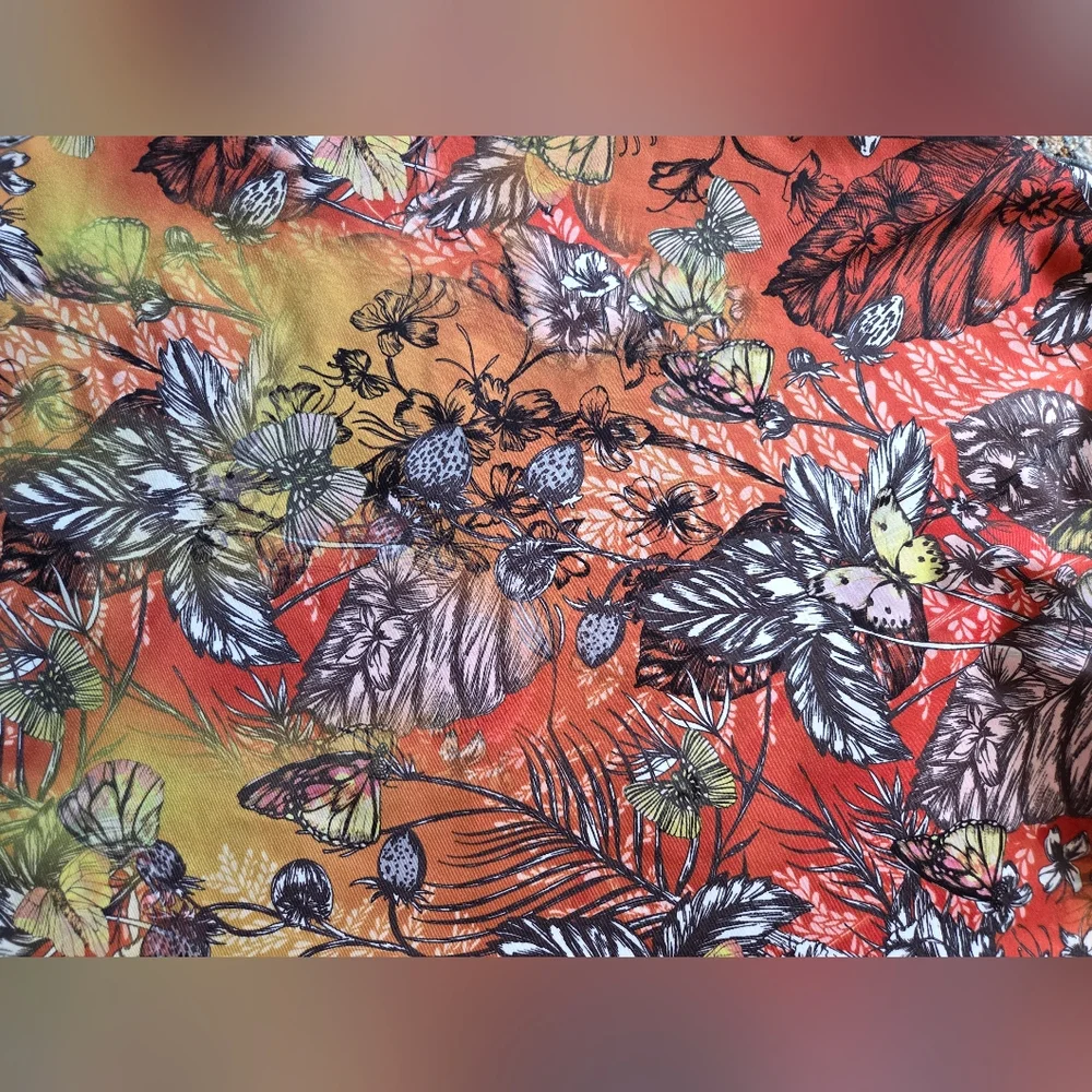 Haystacks Women Size Large MultiColor Floral Butterfly Skirt Made In USA Boho - Picture 6 of 6